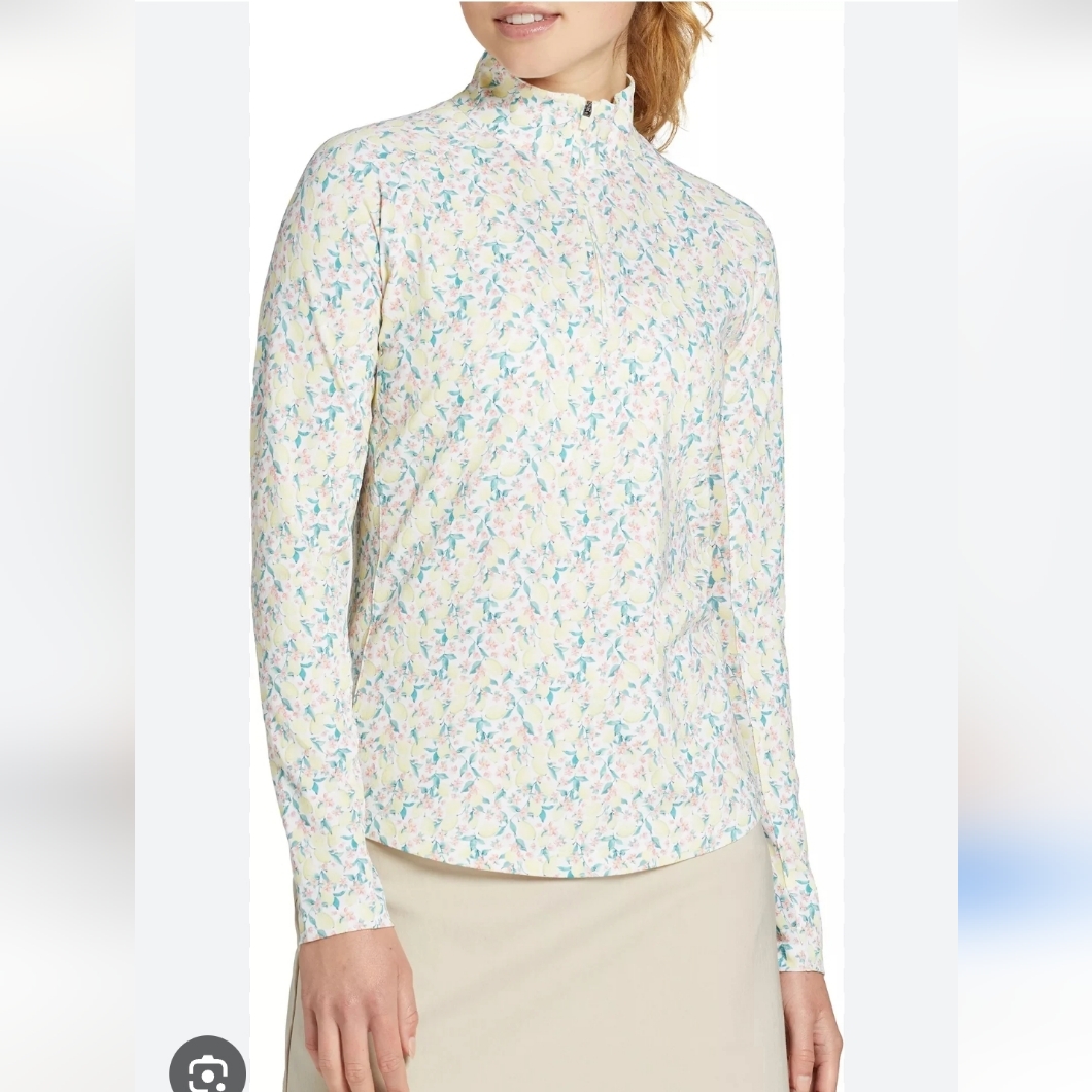 Nwt Walter Hagen Women's Performance 11 Uv Suncover 1/4 Zip Fresco Lemon Medium